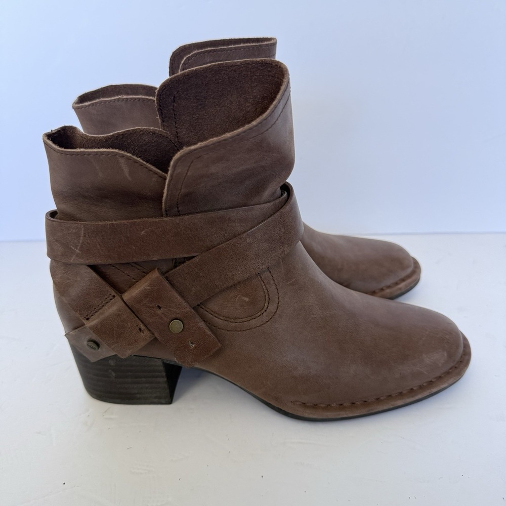 UGG Elysian Women's US 6 Leather Moto Ankle Boots Chestnut Brown Harness Booties